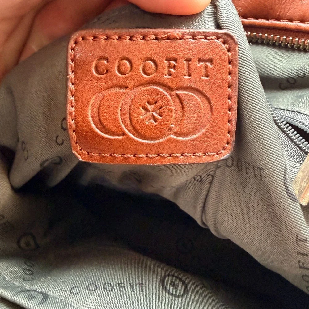 Coofit Backpack Bag Womens Brown Leather‎ Top Carry Handle Adjustable Straps